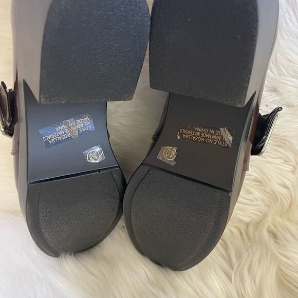 Herstyle Rosaliba Brown patent platform 2”block heels shoes side buckle … - Picture 10 of 13